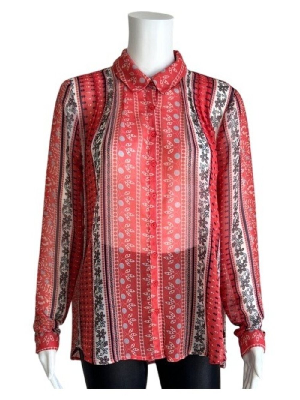 Free People Moonlight Mile Sheer Long Sleeve Top - S